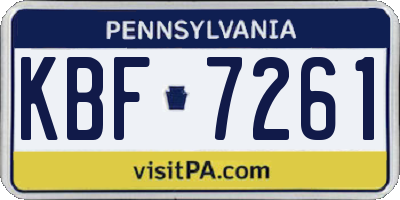 PA license plate KBF7261
