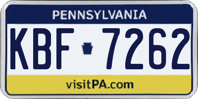 PA license plate KBF7262