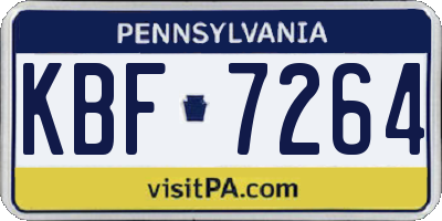 PA license plate KBF7264