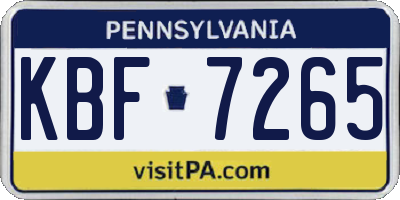 PA license plate KBF7265