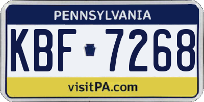 PA license plate KBF7268