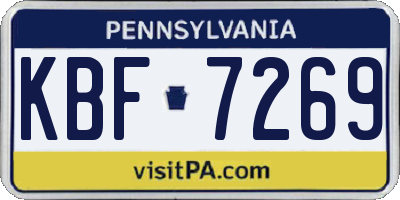 PA license plate KBF7269