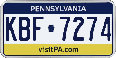 PA license plate KBF7274