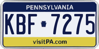 PA license plate KBF7275
