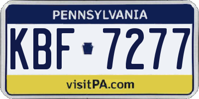 PA license plate KBF7277