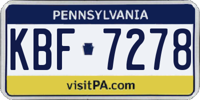 PA license plate KBF7278