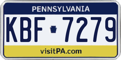 PA license plate KBF7279