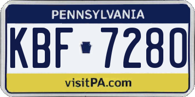 PA license plate KBF7280