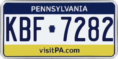 PA license plate KBF7282