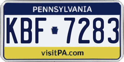 PA license plate KBF7283