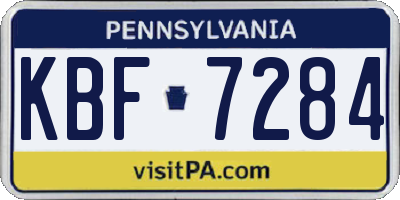 PA license plate KBF7284