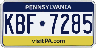 PA license plate KBF7285