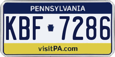 PA license plate KBF7286