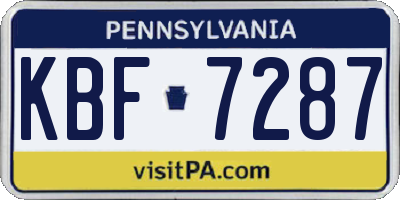 PA license plate KBF7287