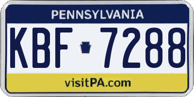 PA license plate KBF7288