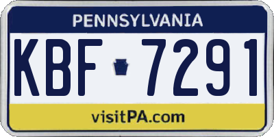 PA license plate KBF7291