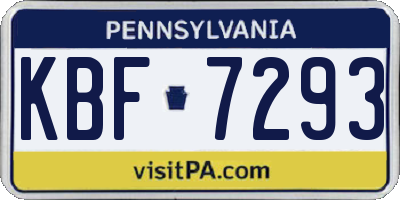 PA license plate KBF7293