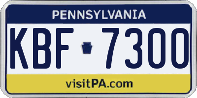 PA license plate KBF7300