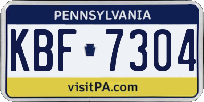 PA license plate KBF7304