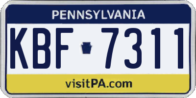 PA license plate KBF7311