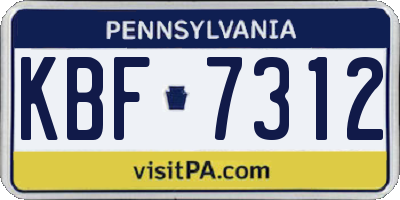 PA license plate KBF7312