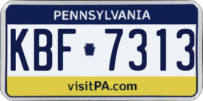 PA license plate KBF7313