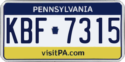 PA license plate KBF7315
