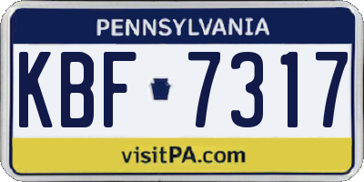 PA license plate KBF7317