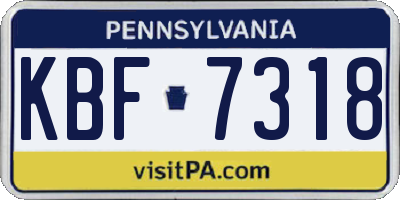 PA license plate KBF7318