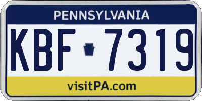 PA license plate KBF7319