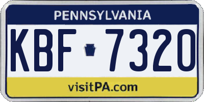 PA license plate KBF7320