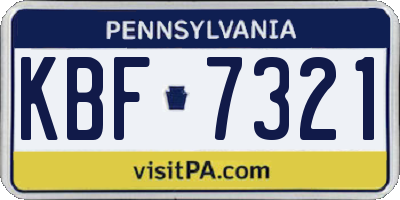 PA license plate KBF7321