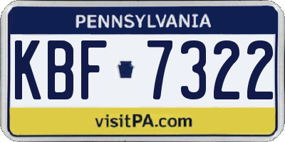 PA license plate KBF7322