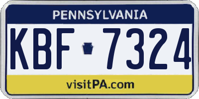 PA license plate KBF7324