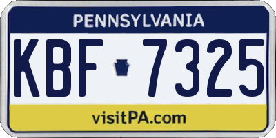 PA license plate KBF7325