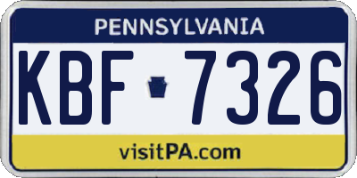 PA license plate KBF7326