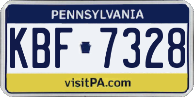 PA license plate KBF7328