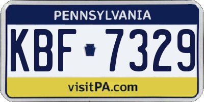PA license plate KBF7329