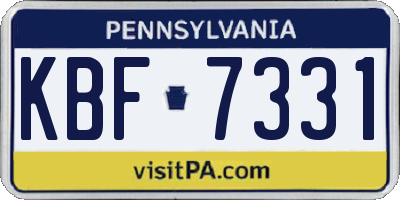 PA license plate KBF7331