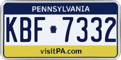PA license plate KBF7332