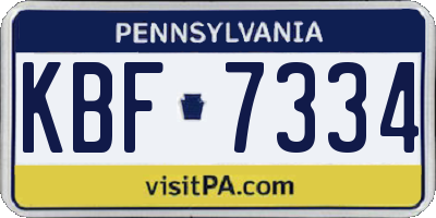 PA license plate KBF7334