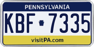 PA license plate KBF7335
