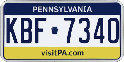 PA license plate KBF7340
