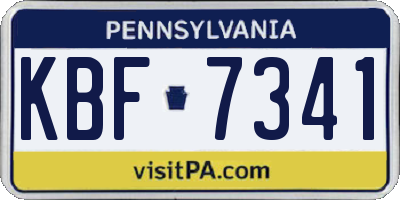 PA license plate KBF7341