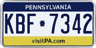 PA license plate KBF7342