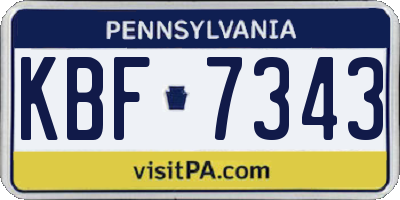 PA license plate KBF7343