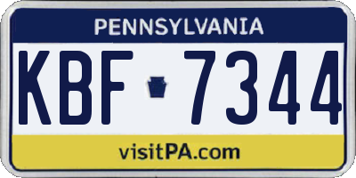 PA license plate KBF7344
