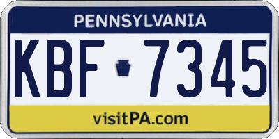 PA license plate KBF7345