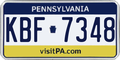 PA license plate KBF7348