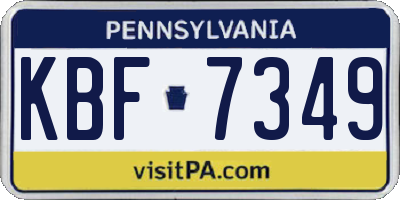 PA license plate KBF7349
